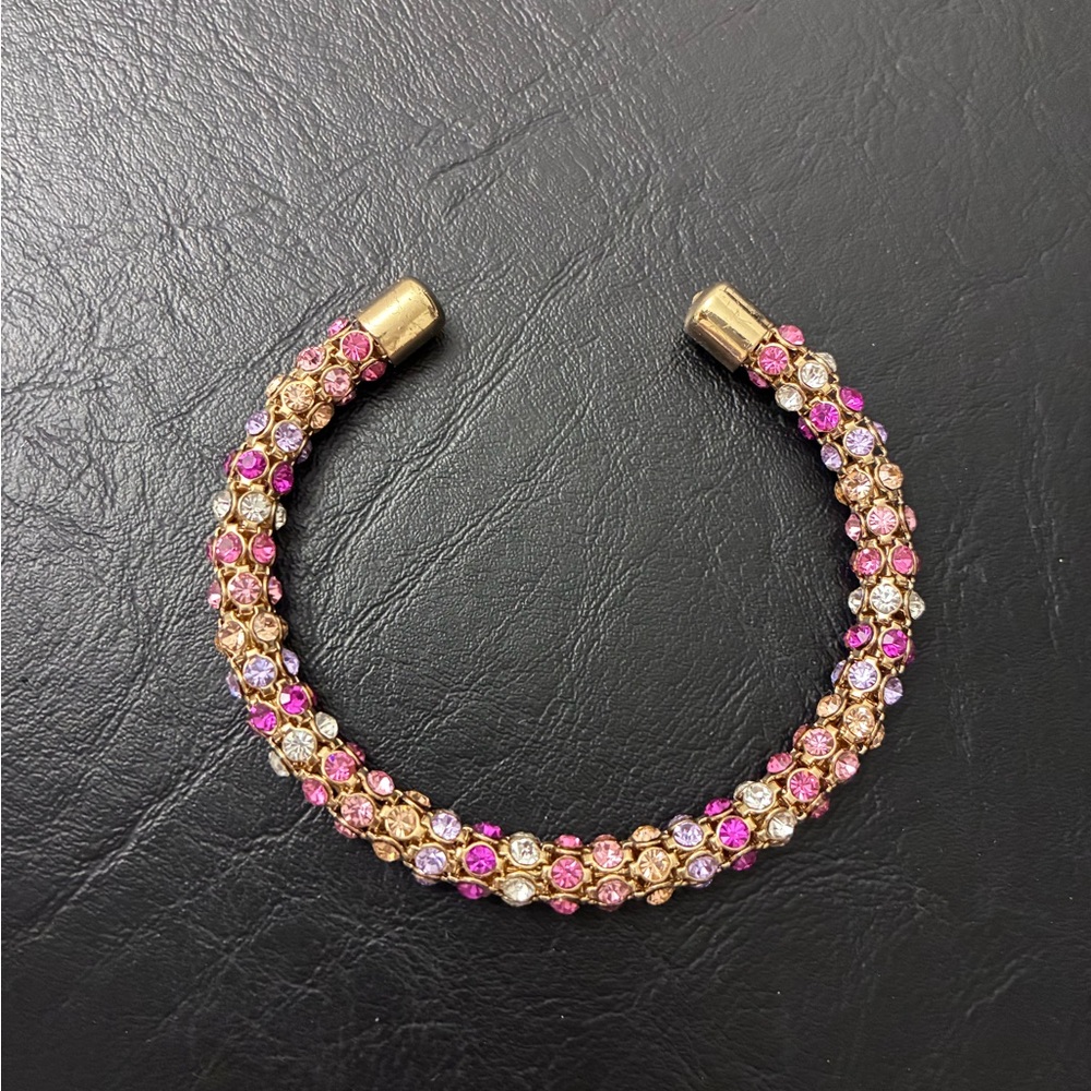 J.Crew pink and purple rhinestone cuff bracelet.